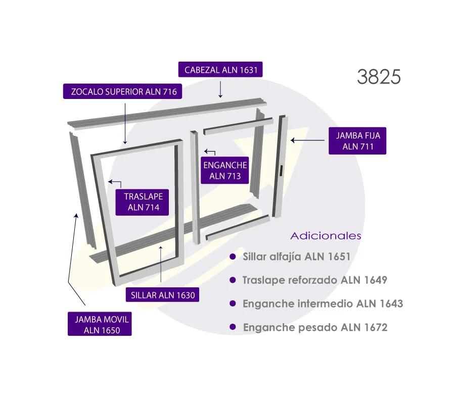 sistema de perfileria en aluminio 3825