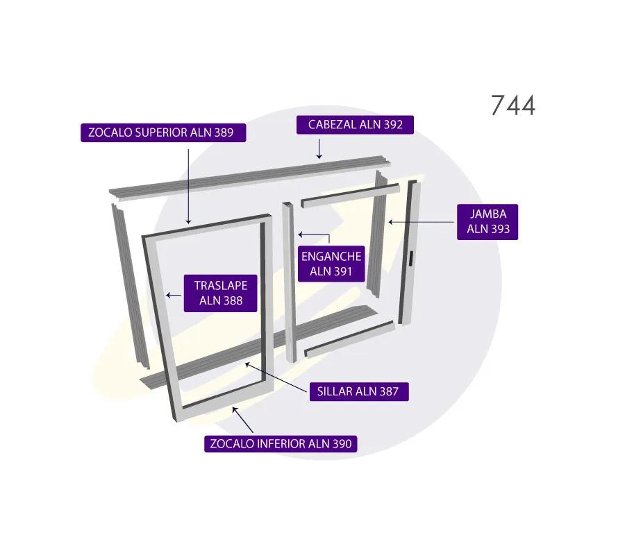 sistema de perfileria en aluminio 744